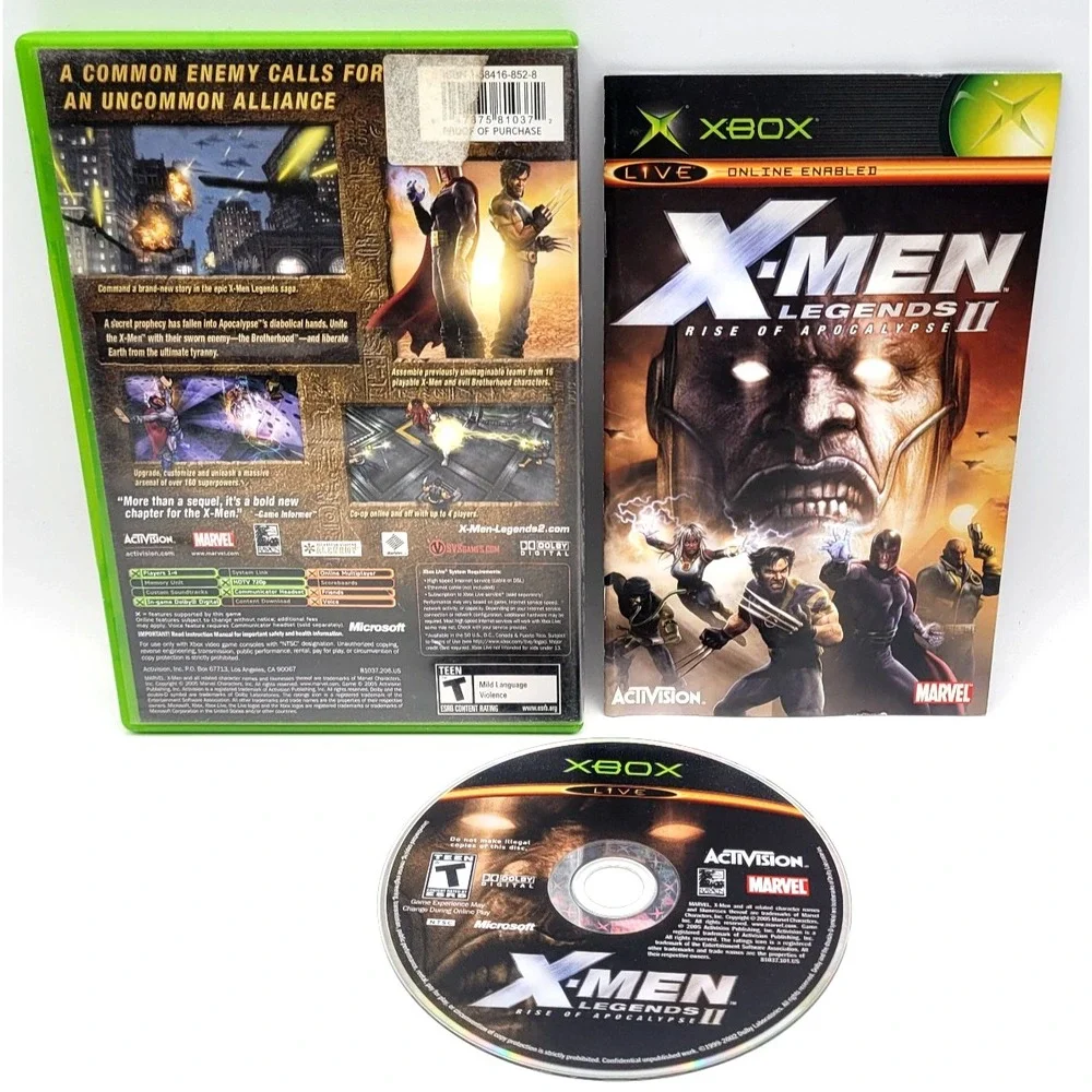X-Men Legends 2 II Rise‎ of Apocalypse (Xbox 2005) CIB COMPLETE IN BOX